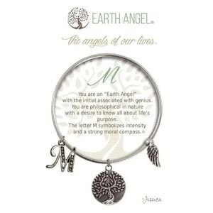 Earth Angel Women's M Initial Bracelet Silver Expandable Gift Birthday NWT Boho